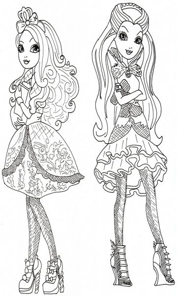 kolorowanka Ever After High malowanka do wydruku Raven Queen i Apple White dla dziewczynek, do pokolorowania kredkami, obrazek nr 26